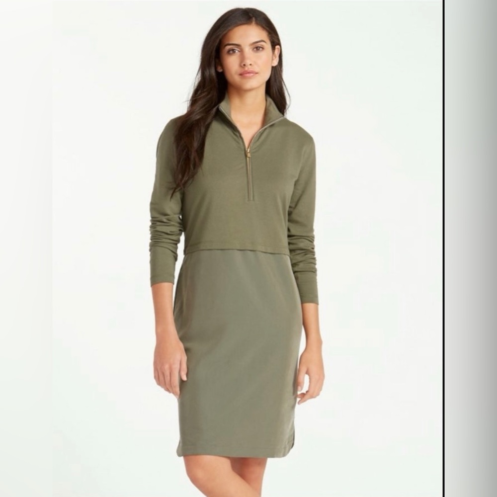 TOMMY BAHAMA Beetle Green Aldywn- Sansabar Half Zip Mini Dress